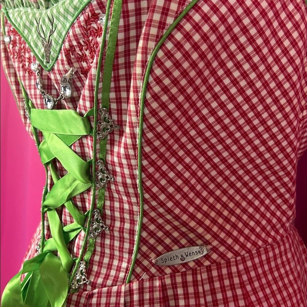 Spieth and Wensky checked deer and elk embroidered Austrian dirndl dress 40 M - Picture 5 of 9